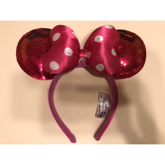 New Tokyo Disney Resort Minnie Mickey Mouse Bow Discolor Sequin Headband Ears